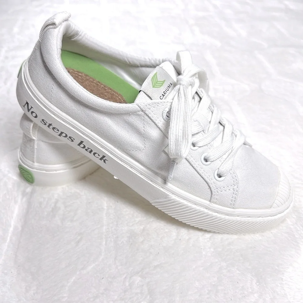 Cariuma x Crooked Sneakers Women 7.5 White Canvas No Steps Back Low Top